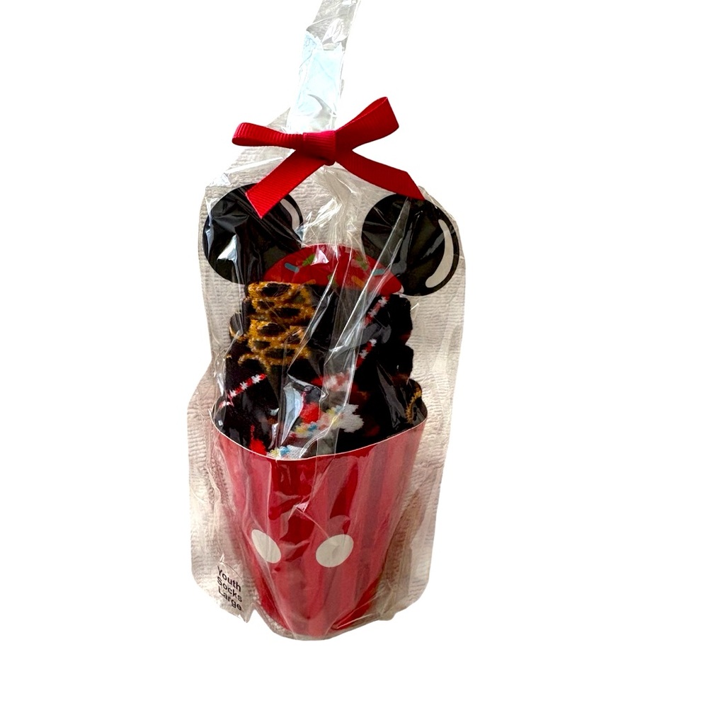 Disney Parks Mickey Icon Snacks Socks in Cupcake Designed Gift Wrap Youth Sz L